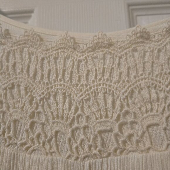 LC Lauren Conrad Crochet Trim Eyelet Adjustable Strap White Maxi Dress Size L - Picture 3 of 10